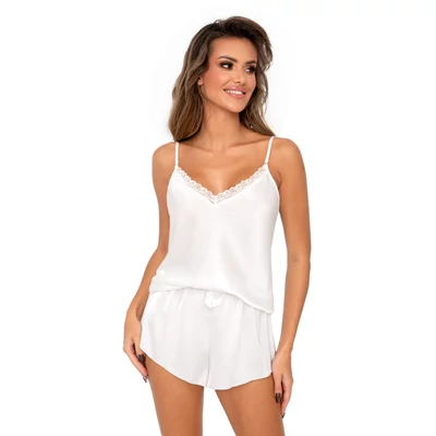 Donna hálóruházat - Tiffany 1/2 rövid szatén pizsama ecrue S - XL  S/S2023