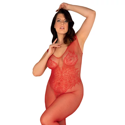 OB3030 OBSESSIVE N112 Bodystocking, piros, nyitott XL/XXL   EAN:5901688233030