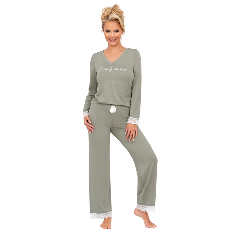 Donna hálóruházat - Simply long pizsama oliva  XXL/44  A/W2024