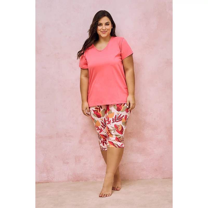 Taro 3153 TESSA rövid ujjú női pizsama 3/4 nadrággal 2XL-3XL S/S 2024