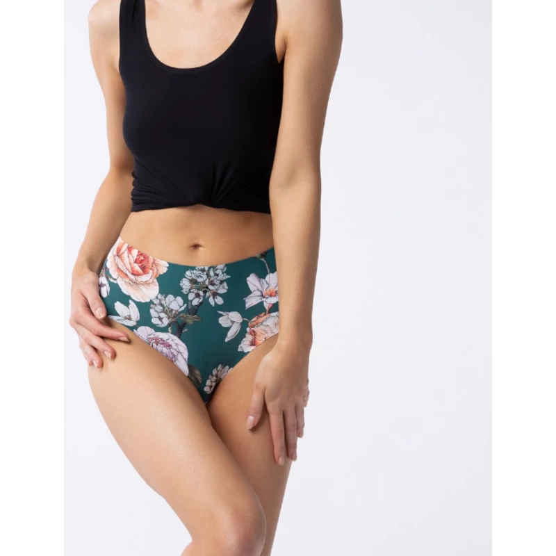 Julimex Simple Tea Rose Brasil Maxi panty zöld virág mintával XL