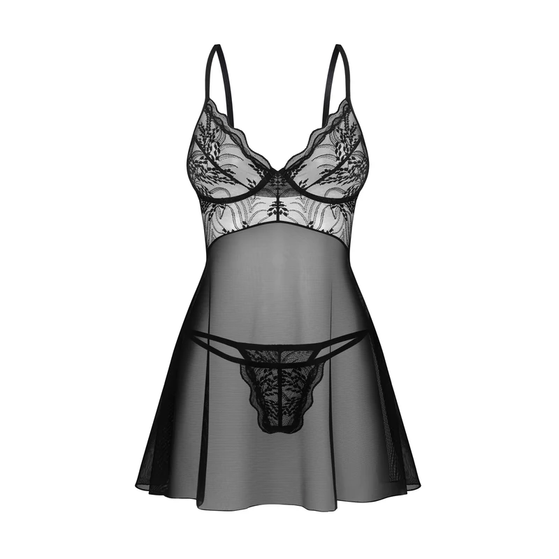 OB7005  Obsessive Exquisite Perisia babydoll & thong M/L  EAN:5901688267005