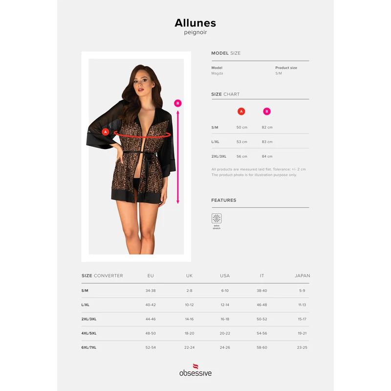 OB5362 OBSESSIVE Allunes köntös + tanga L/XL   EAN:5901688235362