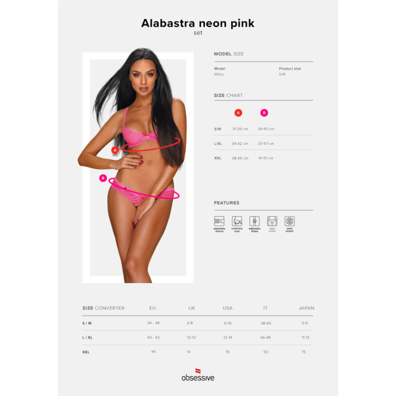 OB1333  Alabastra 2 pcs set pink L/XL   EAN:5901688231333