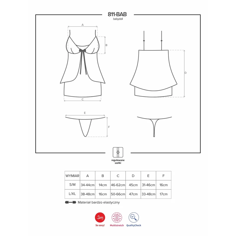 OB5258 OBSESSIVE 811-BAB - 4 babydoll + tanga L/XL EAN: 5901688215258