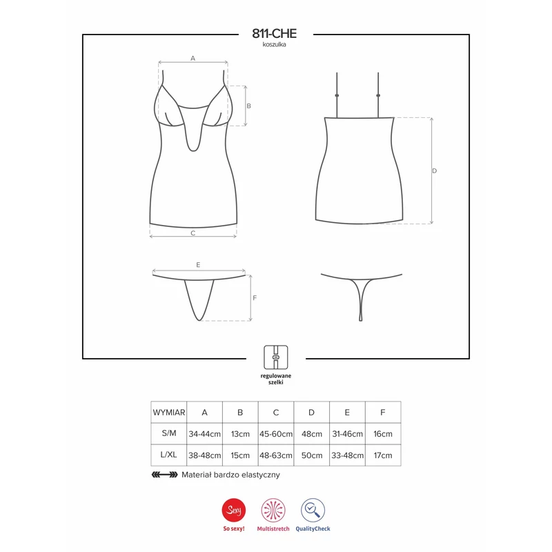 OB5227 OBSESSIVE  811-CHE-1 chemise & thong  S/M EAN: 5901688215227