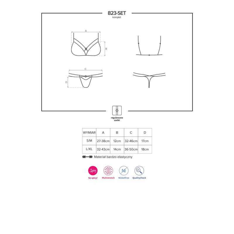 OB5487 OBSESSIVE 823-SET - 1 háromrészes komplett L/XL EAN: 5901688215487