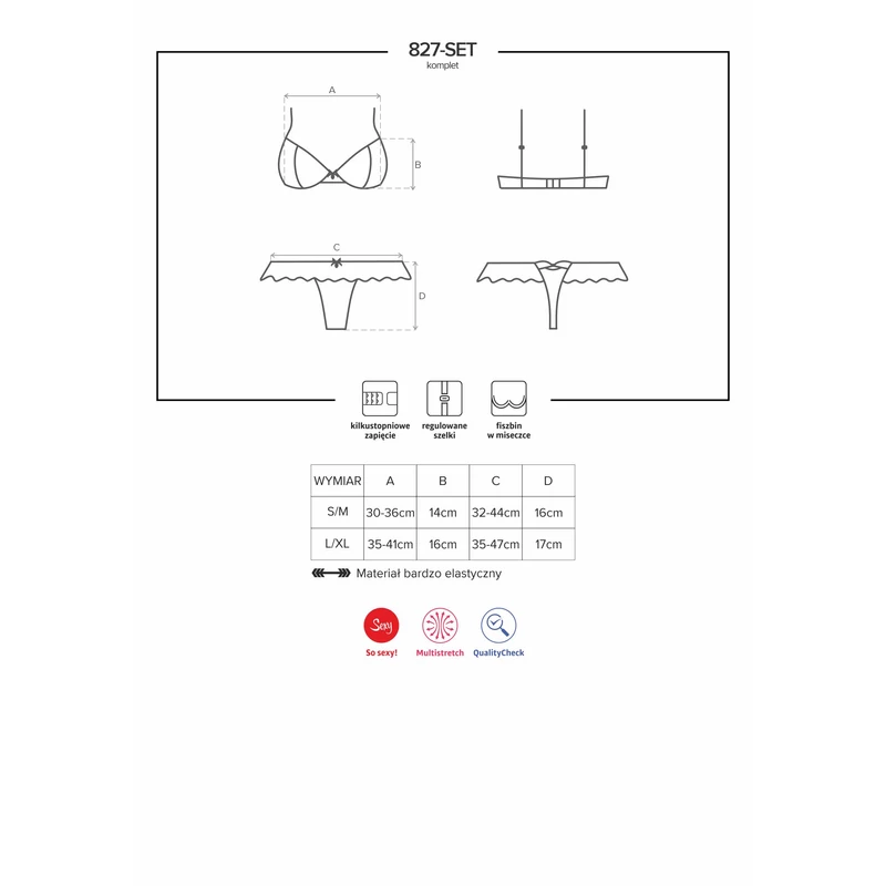 OB6125 OBSESSIVE 827-SET-3 set 2-pcs  S/M red EAN: 5901688216125