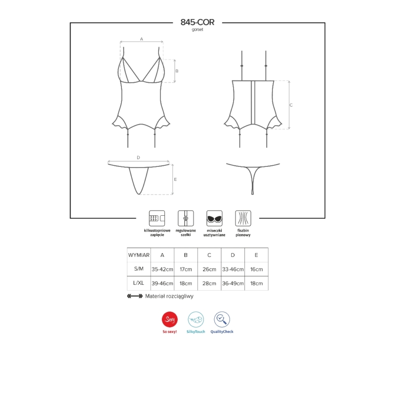 OB4619 OBSESSIVE 845-COR-5 corset & thong  S/M pink EAN: 5901688214619