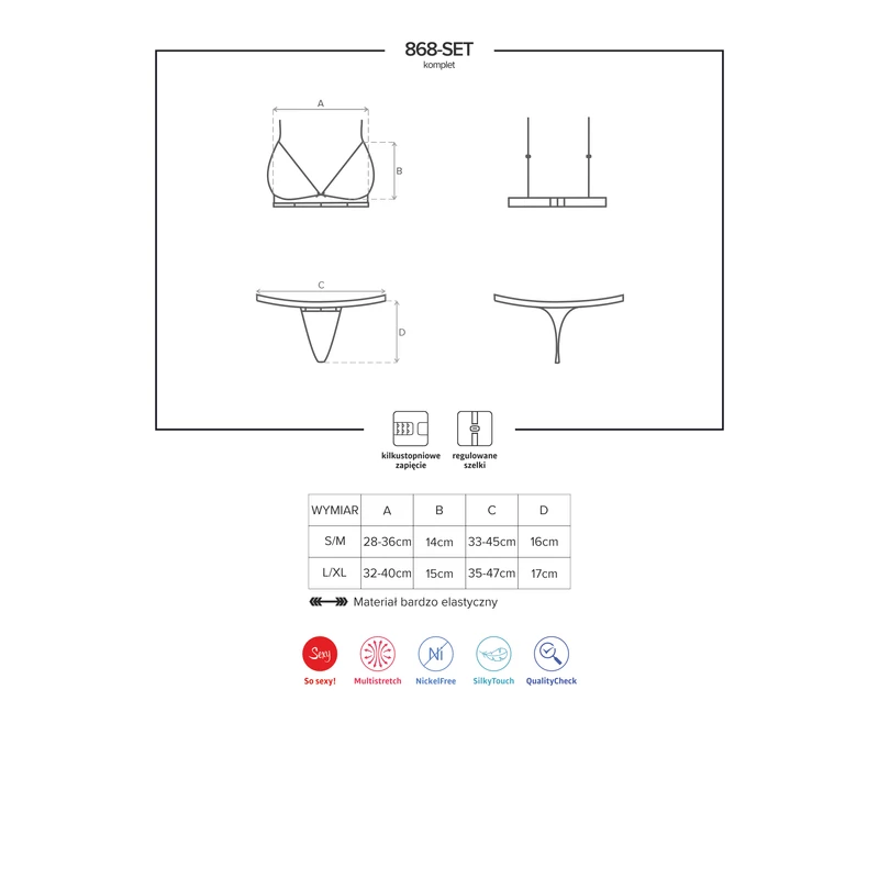 OB9645 OBSESSIVE 868-SET-1 set 2-pcs  S/M black EAN: 5901688219645