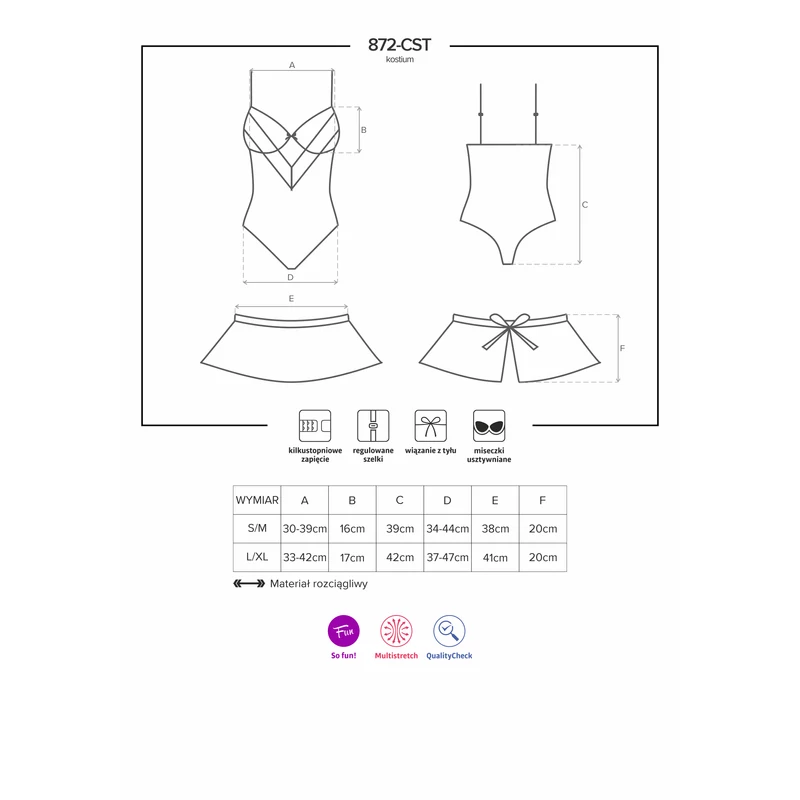 OB9959 OBSESSIVE 872-CST-6 3-pcs costume  S/M blue EAN: 5901688219959