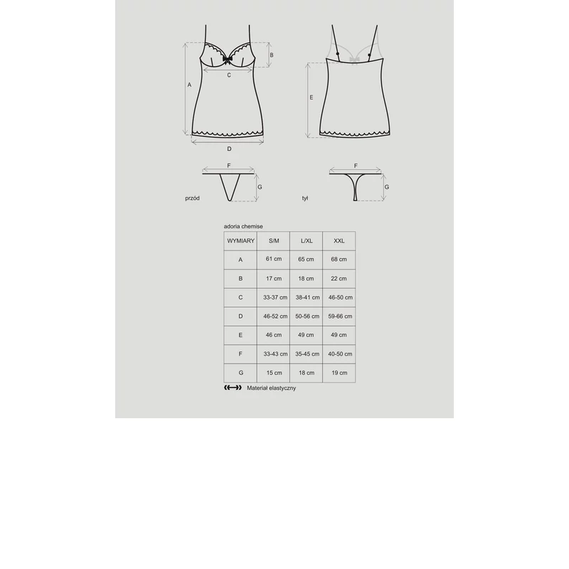 OB6065 OBSESSIVE Adoria hálóing + tanga XXL EAN: 5901688206065