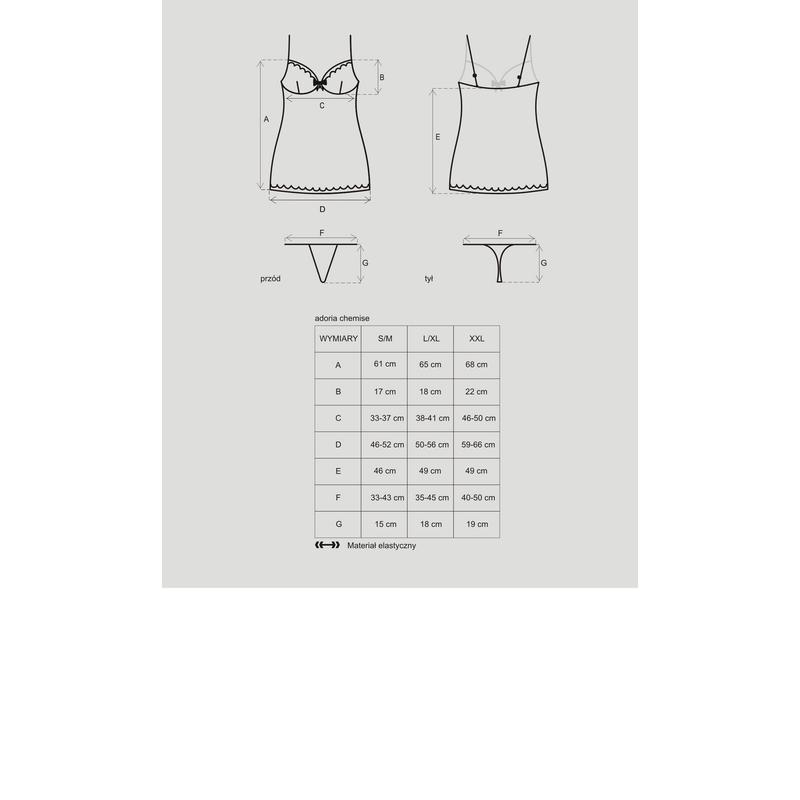 OB6065 OBSESSIVE Adoria hálóing + tanga XXL EAN: 5901688206065