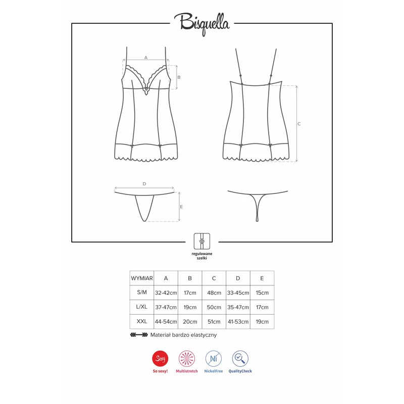 OB7758 OBSESSIVE Bisquella fehér hálóing + tanga XXL EAN: 5901688207758