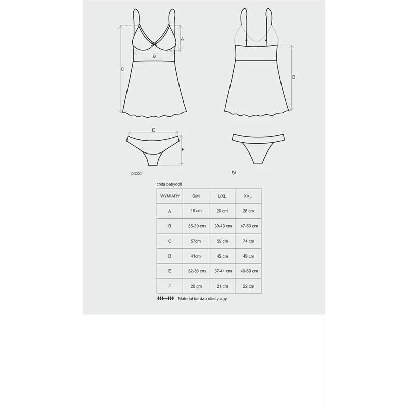 OB3521 OBSESSIVE Chita babydoll + bugyi XXL EAN: 5901688203521