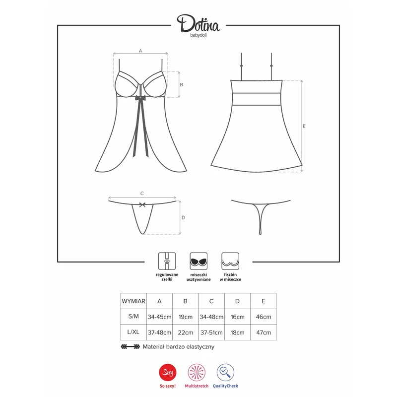 OB2493 OBSESSIVE Dotina babydoll + tanga L/XL EAN: 5901688212493