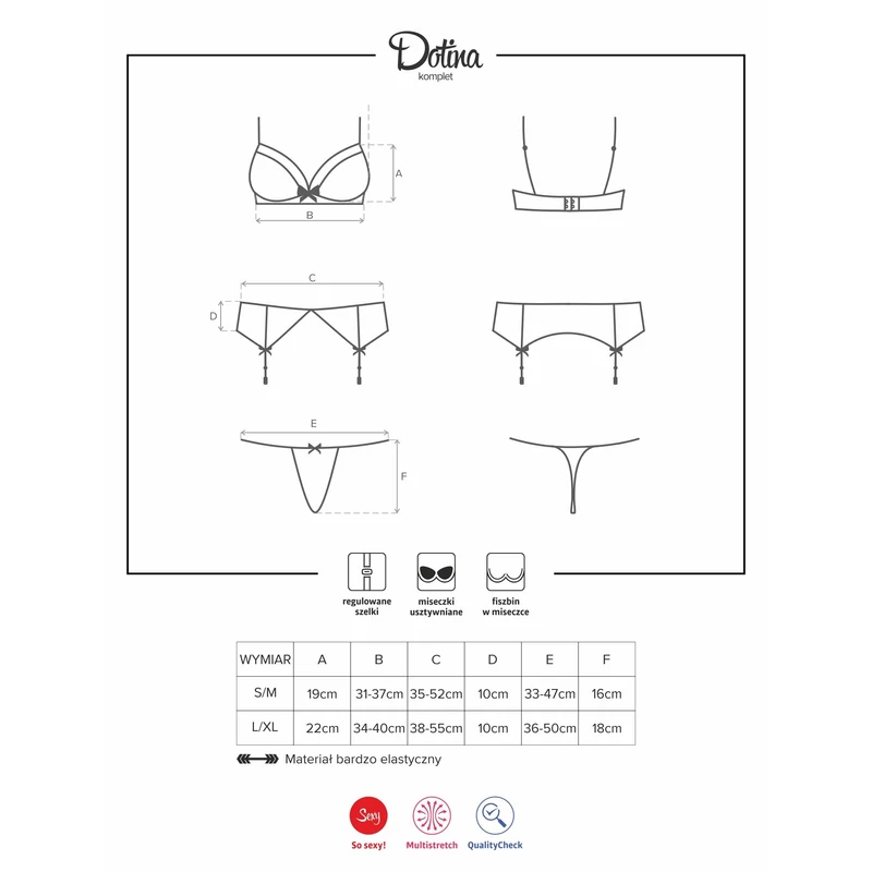 OB2462 Obsessive Dotina 3 részes komplett L/XL EAN: 5901688212462