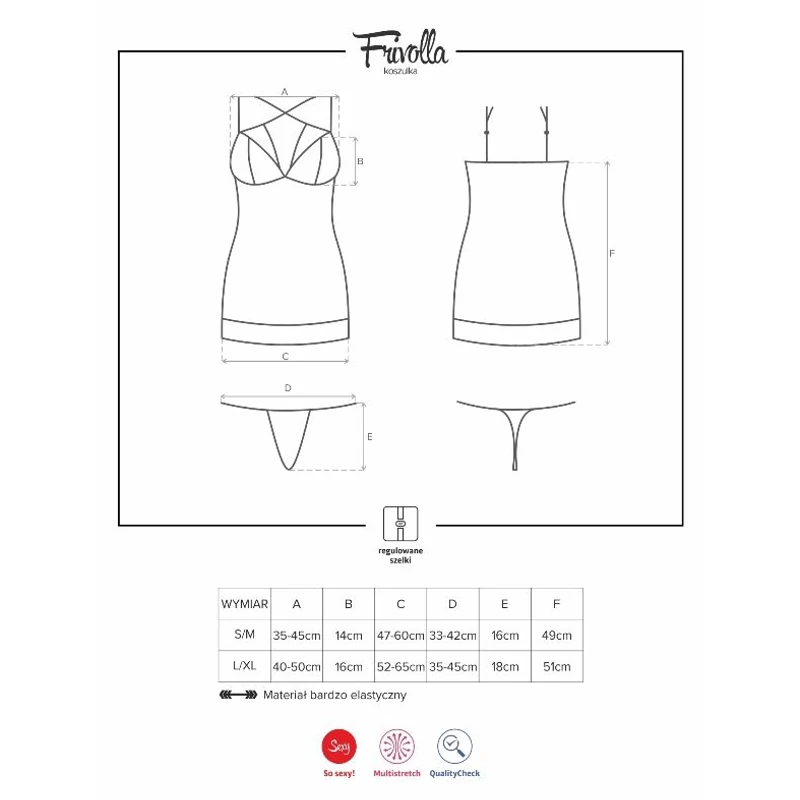 OB3001 OBSESSIVE Frivolla hálóing + tanga L/XL EAN: 5901688213001