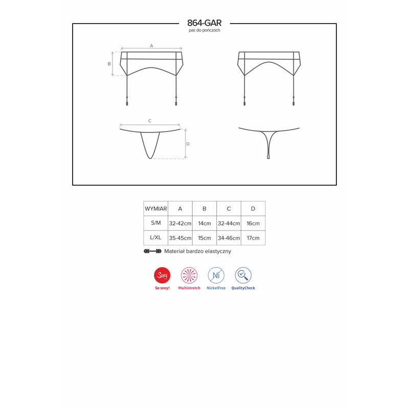 OB9294 OBSESSIVE 864-GAR-1 set 2-pcs  S/M black EAN: 5901688219294