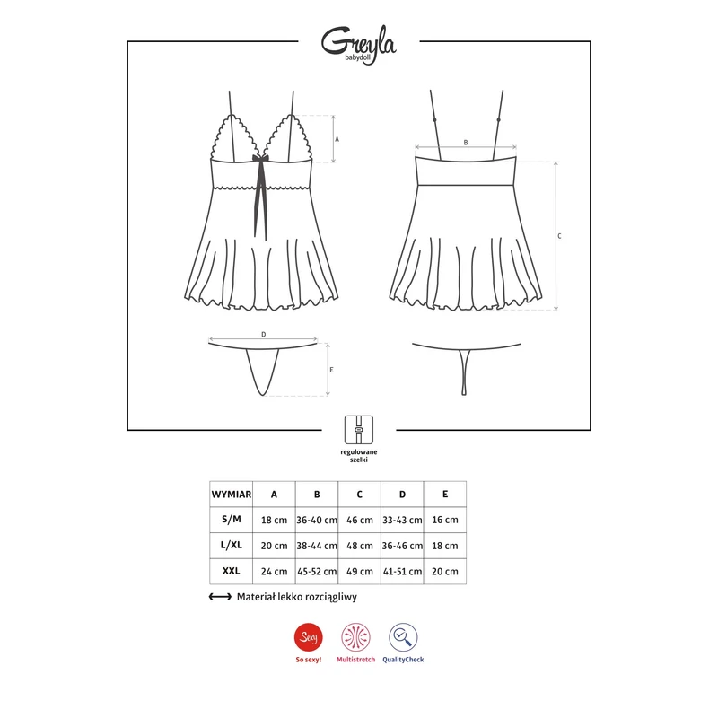 OB9394 OBSESSIVE Greyla babydoll + tanga L/XL EAN: 5901688209394