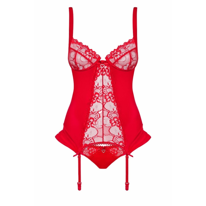 OB2584 OBSESSIVE Heartina corset & thong red XXL red EAN: 5901688222584