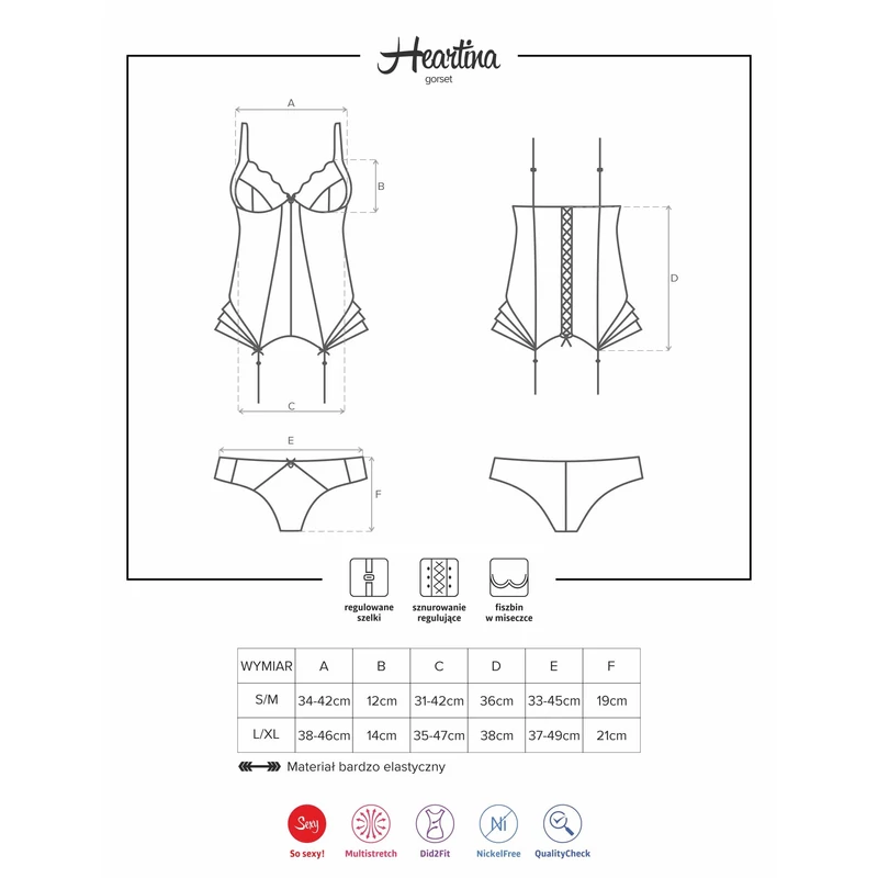 OB2584 OBSESSIVE Heartina corset & thong red XXL red EAN: 5901688222584