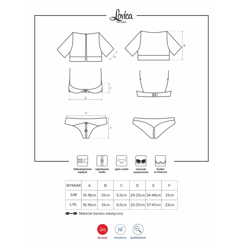 OB3407 OBSESSIVE Lovica 3 pcs set L/XL  red EAN: 5901688213407