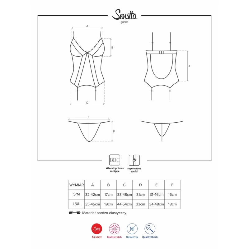 OB1670 OBSESSIVE Sensita fűző + tanga L/XL EAN: 5901688211670