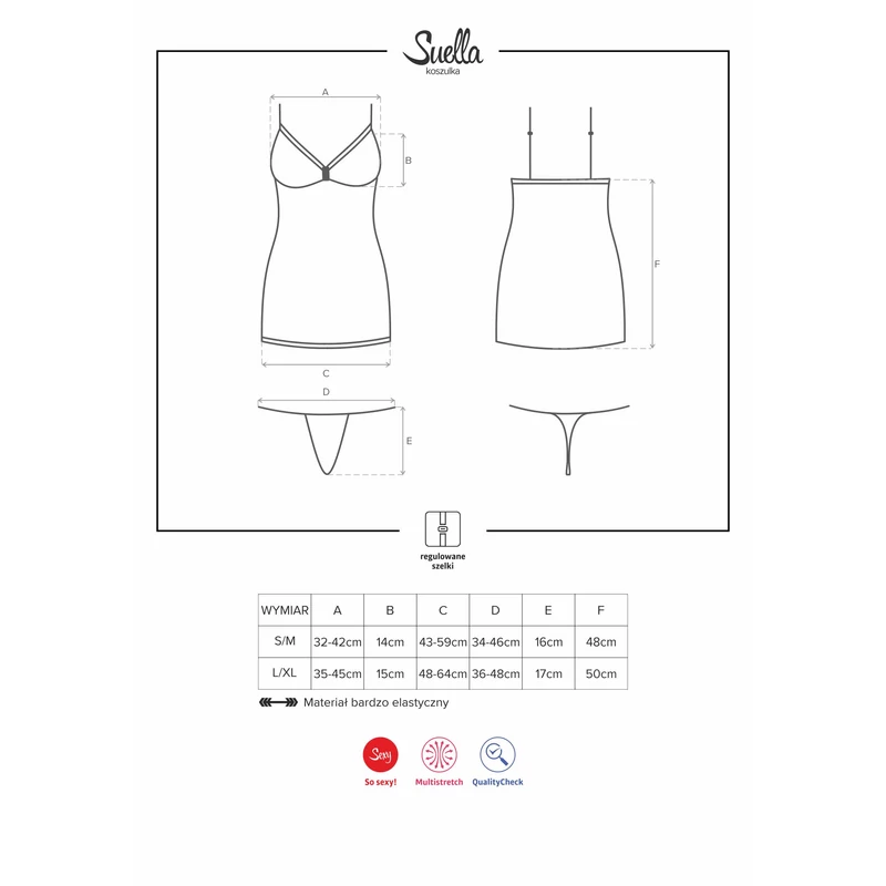OB1915 OBSESSIVE Suella hálóing + tanga L/XL EAN: 5901688211915