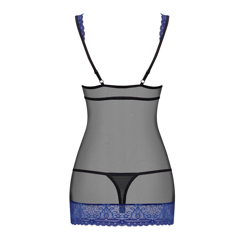 OB7542 OBSESSIVE 850-CHE-6 chemise & thong  S/M blue EAN: 5901688217542